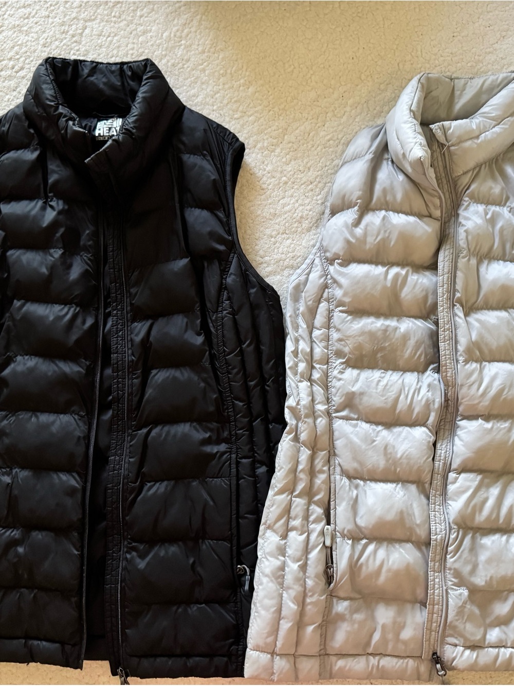 32 Degrees Women’s Heat 2-Pack Puffer Vests – Black & Gray – Lightweight & Cozy
